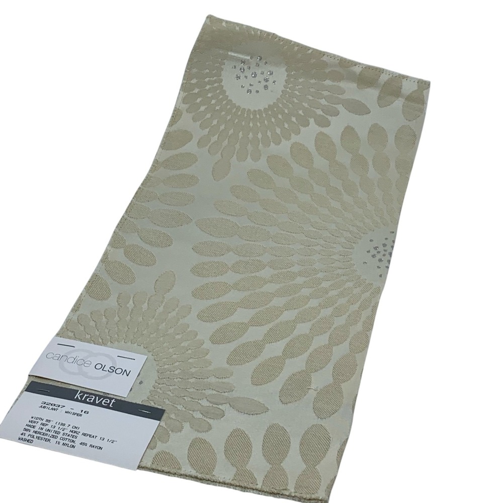 Candice Olson Kravet Jubilant Whisper Fabric Sample Floral Design Beige‎ Remnant
